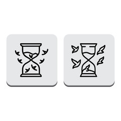 3D metal hourglass icon on a round internet button symbolizes time and business countdown or wait concept