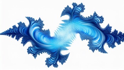 Mesmerizing Blue Fractal Swirl Abstract Design On White