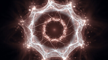 fractal octagonal vector matrix, energy field visualization, lines of force, layered depth, glowing white background, subtle curvature, sacred geometry, abstract technical design