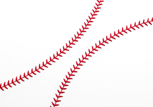 Closeup of red baseball stitches