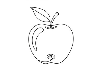 Minimalist single line drawing of an apple