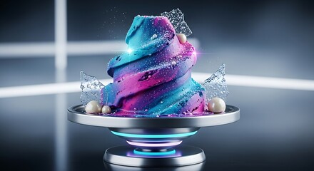 Colorful Galaxy Dessert on Display
