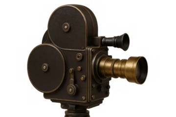 Vintage movie camera capturing film history, classic cinema equipment symbolizing retro entertainment and production era
