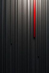 a dark room with vertical lines and a single red light shining brightly