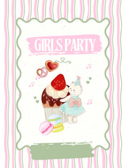 Holiday seasons cartoon pattern with cute character animal. Happy Easter, valentine, Birthday, Festive Party