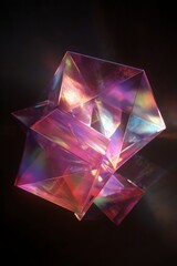 A stunning holographic projection showcasing vivid abstract geometric shapes, perfect for modern design inspiration and visual creativity.