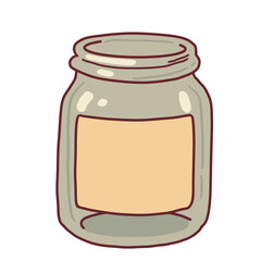 Cartoon Empty Glass Jar Container with Blank Label Illustration