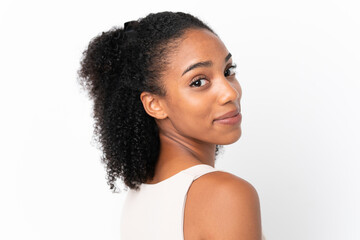 Young African American woman isolated on white background