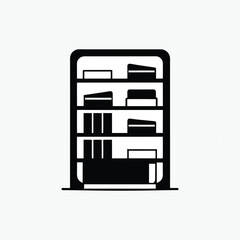 bookcase shelf vector icon silhoutte template