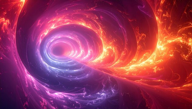 Swirling vortex of vibrant pinks, purples, and oranges converging to a bright center, creating an otherworldly sensation