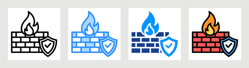 Cloud Firewall Icon Collection Set Multiple Style