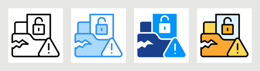 Data Leak Icon Collection Set Multiple Style