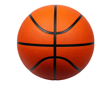 Untitled design - A classic orange basketball viewed directly froexture and black channel lines clearly defined, evenly lit with natural highlights, isolated cleanly on a transparent PNG background.