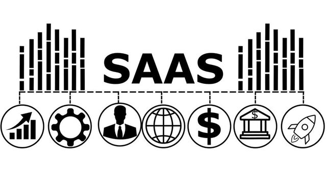 SaaS concept design showcasing cloud-based software delivery, flexibility, and business scalability.Symbol of digital transformation, subscription models, and modern technology solutions.