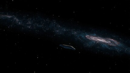 A single, glowing speck of cosmic dust on an epic journey through intergalactic space.
