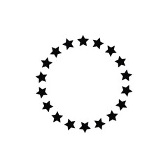 Minimal black circular star frame symbolizing unity, achievement, excellence, and teamwork. Ideal for design decoration, ranking icons, quality symbols, or award-themed graphics.
