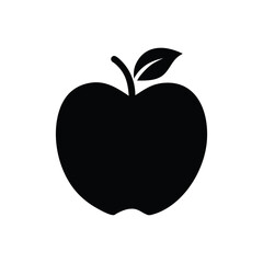 Apple silhouette with leaf and stem isolated on white background isolated on transparent background