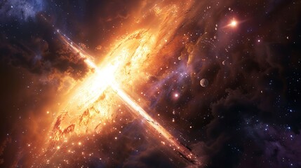 A single, glowing speck of cosmic dust on an epic journey through intergalactic space.
