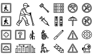Fototapeta premium Collection of hand drawn construction and safety icons