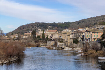 Vogue village Ardeche river view historic architecture in France