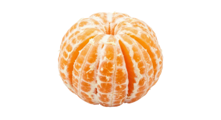 Perfectly peeled fresh bright orange tangerine citrus fruit snack isolated on transparent background