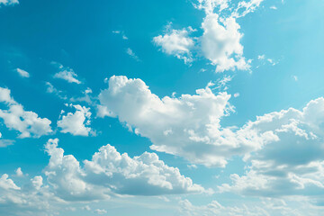 clear blue sky with soft white clouds, minimalistic background, high resolution, studio-grade lighting effect, perfect for text overlay