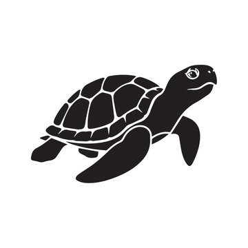 Black silhouette of a sea turtle, vector illustration