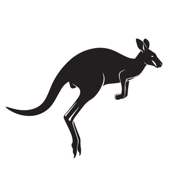 Black silhouette of a kangaroo jumping, vector image