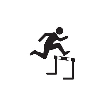 Silhouette of a person jumping over a hurdle