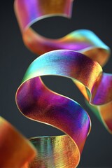 Futuristic holographic 3D ribbons dynamically twisting in vibrant motion, showcasing innovation and creativity.