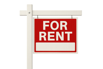 For rent sign displaying rental availability for real estate property, house, or apartment, transparent background