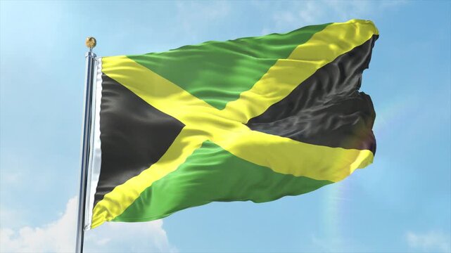 4K Jamaica flag waving in the wind - realistic Jamaica flag animation in high resolution, perfect for Jamaica national day, independence, travel and patriotic video projects