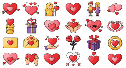 Lovely Heart Collection Vector Icons for Romance, Love, and Valentine's Day Projects