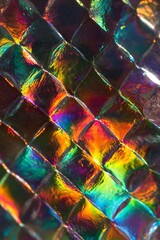 A stunning foil reflection displaying intricate and subtle rainbow patterns that create a mesmerizing visual effect.