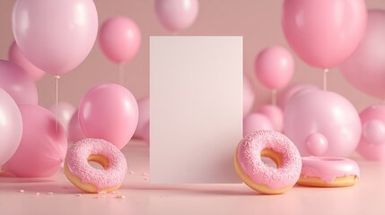 Blank invitation card pink white mockup stationery template event wedding design