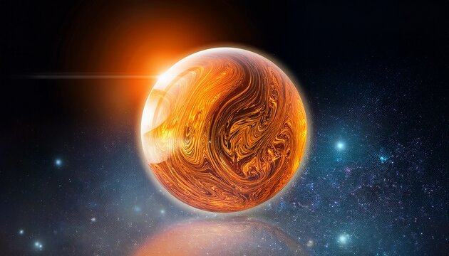 A Glowing Orange Orb In Space