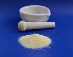 Potassium hexacyanidoferrate II on the ligt grey background