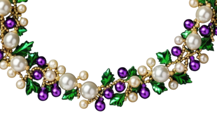 Christmas ornament border with metallic leaves and glossy baubles, suitable for web headers, social media posts, and winter decor projects.