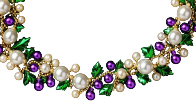 Christmas ornament border with metallic leaves and glossy baubles, suitable for web headers, social media posts, and winter decor projects.