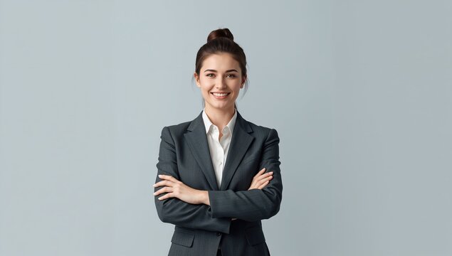 Confident businesswoman ready to lead and succeed in the corporate world with a bright smile and modern professional attire