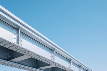 Fototapeta premium Large metallic bridge structure industrial engineering construction infrastructure for transport