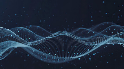 Abstract Technology Wave Background with Glowing Particles and Dynamic Data Flow Visualizations
