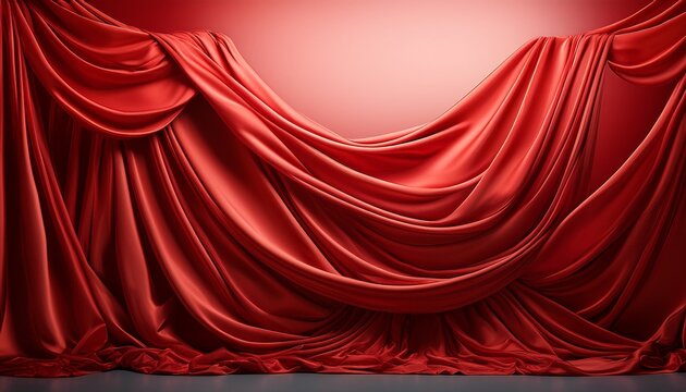 Red Background Illustration Luxury Red Silk Velvet Curtains