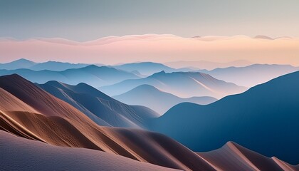 Abstract Digital Art Of Layered Mountain Like Textures With Soft Pastel Colors Modern Artistic And Creative Visualization