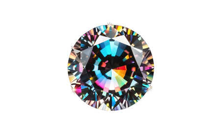 Radiant multicolored diamond gemstone isolated on white, ideal for luxury, jewelry, wedding, or creative design projects