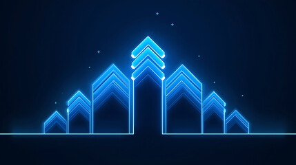 Futuristic Blue Arrow Graphics Representing Growth Success and Progress in Technology and Business Sectors