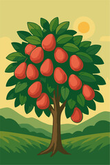 ripe fruit that is attached to the tree