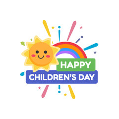 Children's Day postcard with flying balloons bunch and gift box on page background. Vector 3d paper colorful ballons special cartoon kids poster template