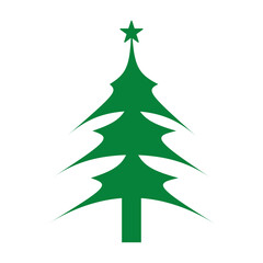 Green christmas tree and star on top