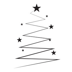Zigzag christmas tree with stars festive element